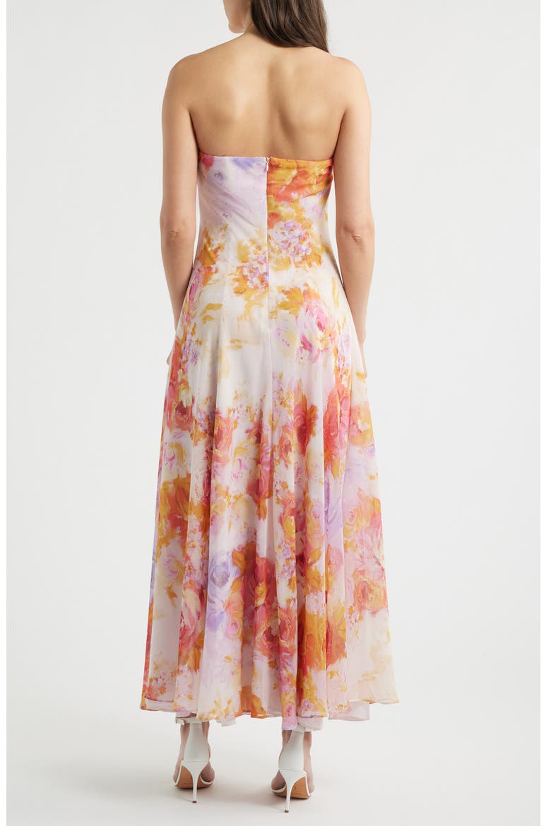 The Emerson Floral Strapless Dress, Alternate, color, BARELY PEACH