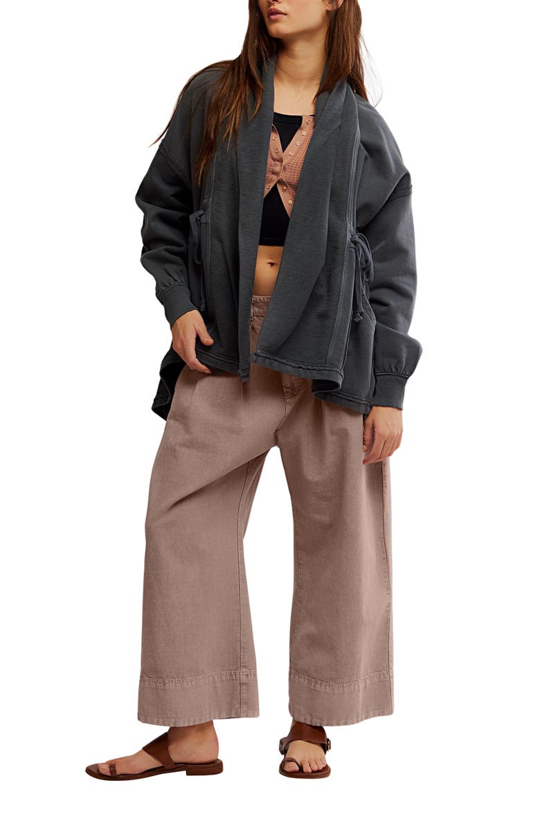 Free People Boothbay Longline Cotton Jacket, Alternate, color, Washed Black