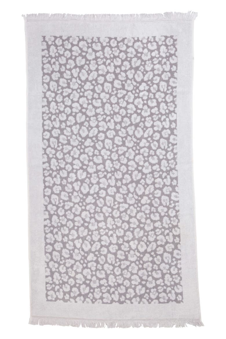 Leopard Print Organic Cotton Full Terry Turkish Towel, Alternate, color, Grey