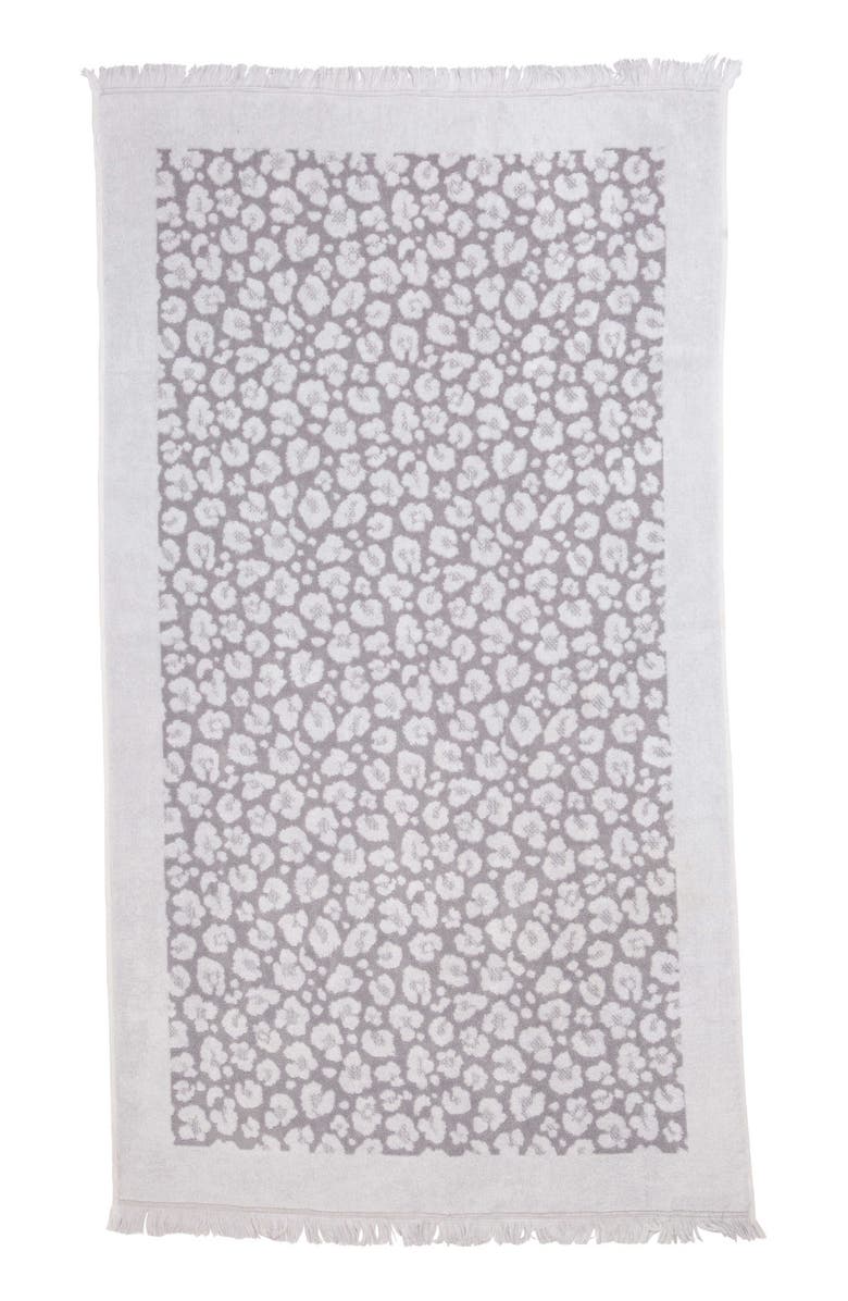 InfuseZen Leopard Print Organic Cotton Full Terry Turkish Towel, Alternate, color, Grey