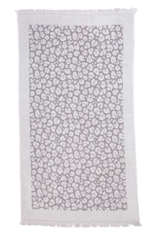Infusezen Leopard Print Organic Cotton Full Terry Turkish Towel In Gray