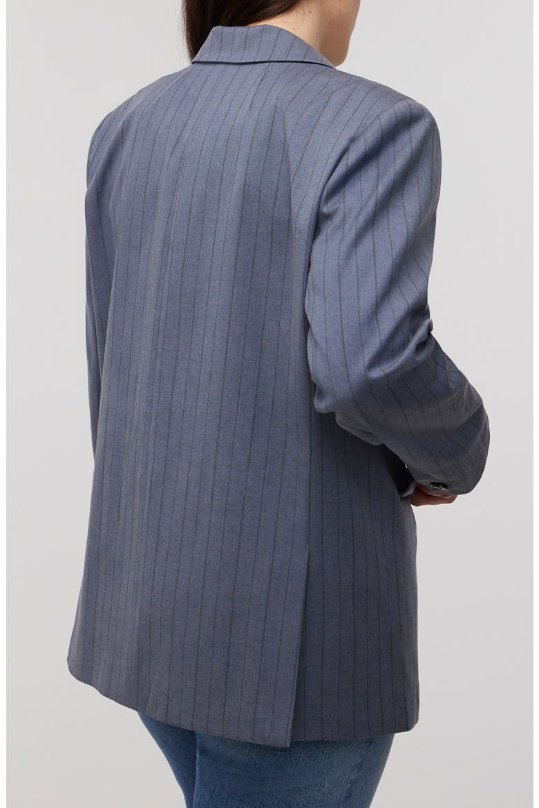 Pinstripe Single Breasted Blazer, Alternate, color, DARK MEDITERRANEAN