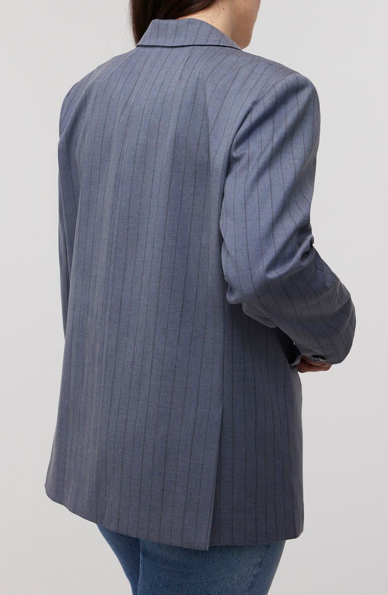 Madewell Pinstripe Single Breasted Blazer, Alternate, color, Dark Mediterranean