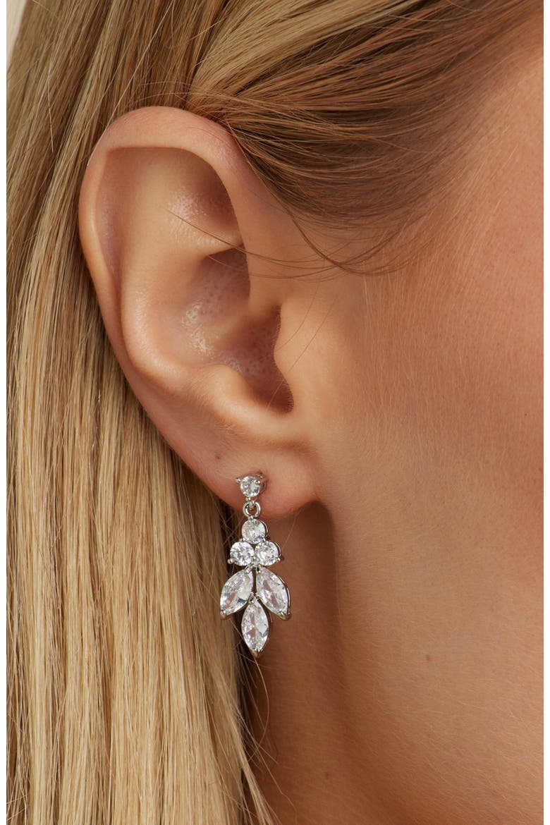 Vania Crystal Earrings, Alternate, color, Silver