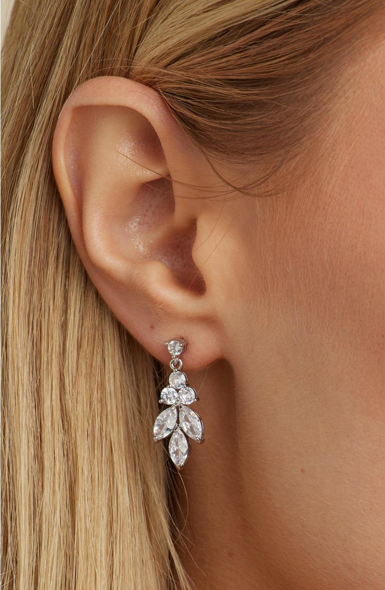 Untamed Petals Vania Crystal Earrings, Alternate, color, Silver