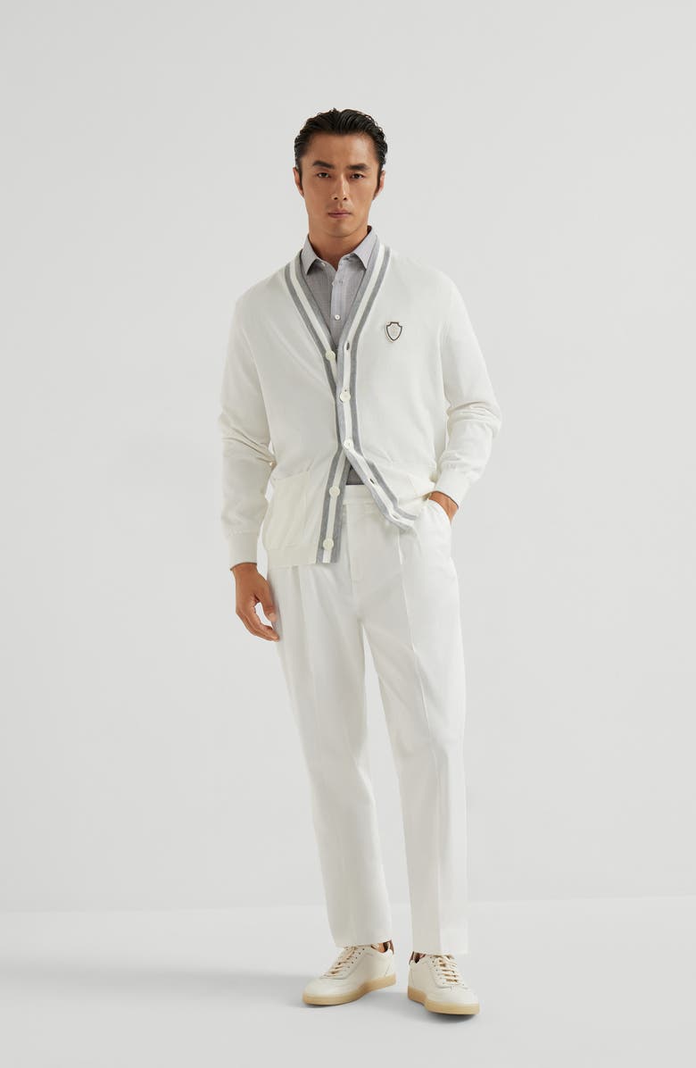 Brunello Cucinelli Comfort gabardine trousers, Alternate, color, Snow