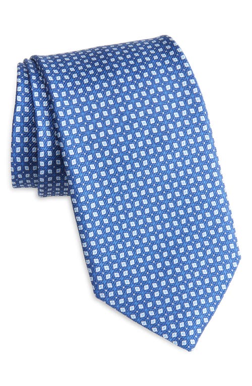 David Donahue Geometric Silk Tie In Navy