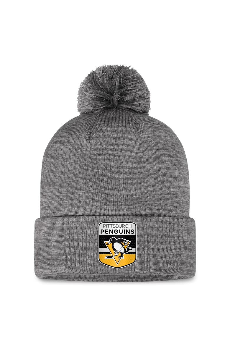 Men's Fanatics Branded  Gray Pittsburgh Penguins Authentic Pro Home Ice Cuffed Knit Hat with Pom, Main, color, Gray