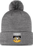 FANATICS Men's Fanatics Branded  Gray Pittsburgh Penguins Authentic Pro Home Ice Cuffed Knit Hat with Pom