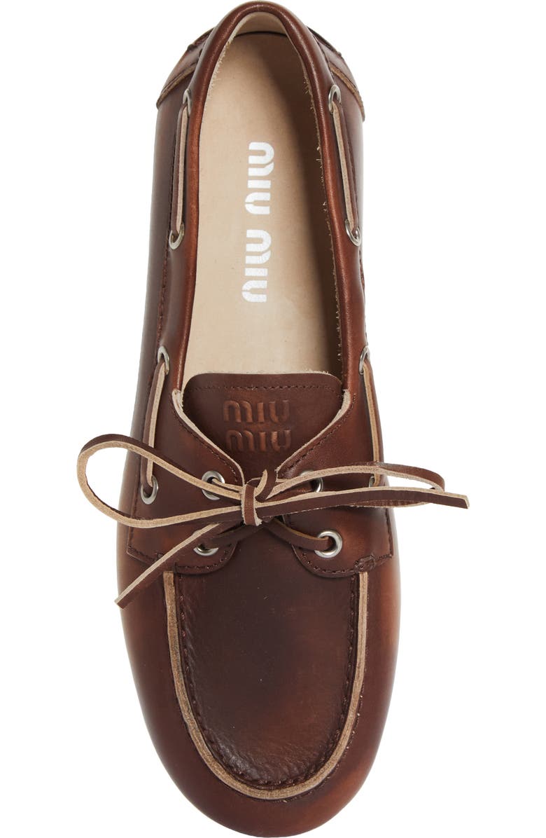 Miu Miu Boat Shoe, Alternate, color, Brown