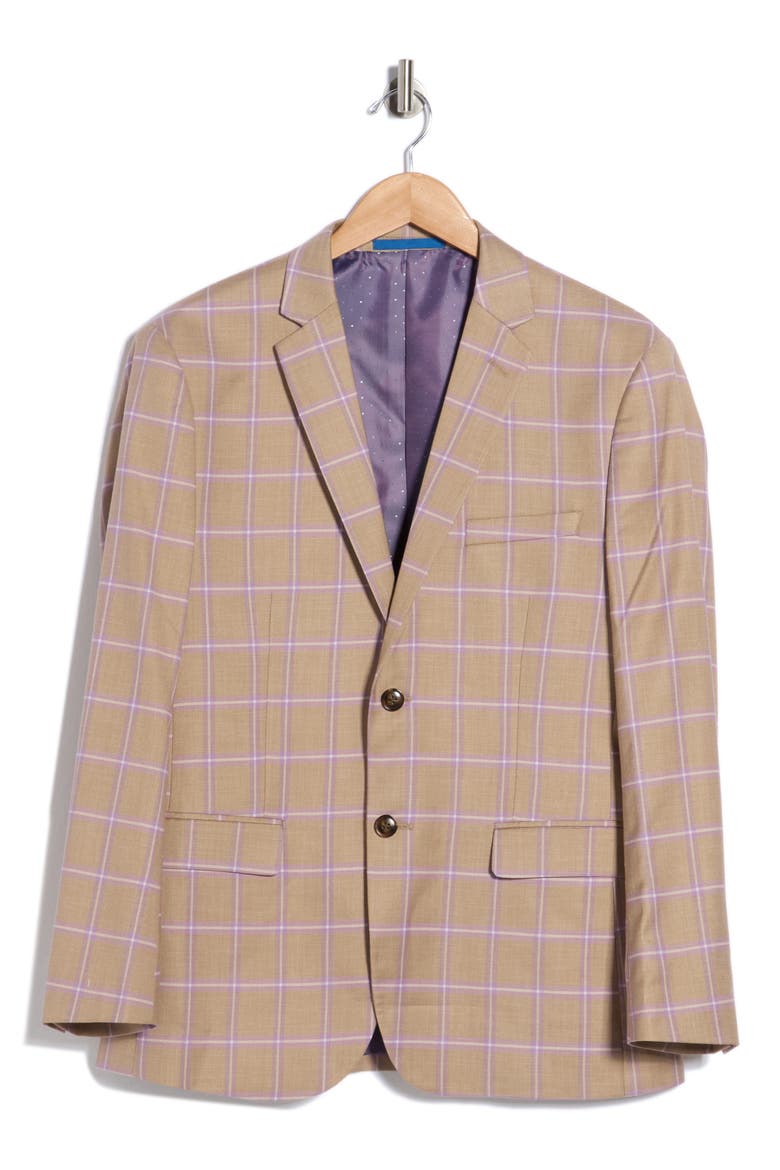 Slim Fit Windowpane Blazer, Alternate, color, TAN
