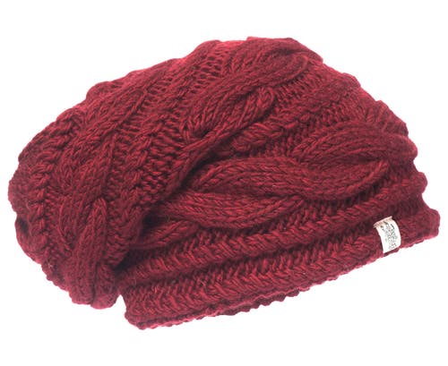 Nirvanna Designs Triple Braid Cable Slouch in Burgundy at Nordstrom, Size Medium/large