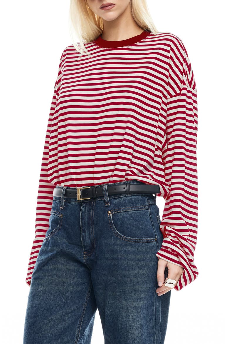 Bloom Stripe Top, Alternate, color, WINE STRIPE