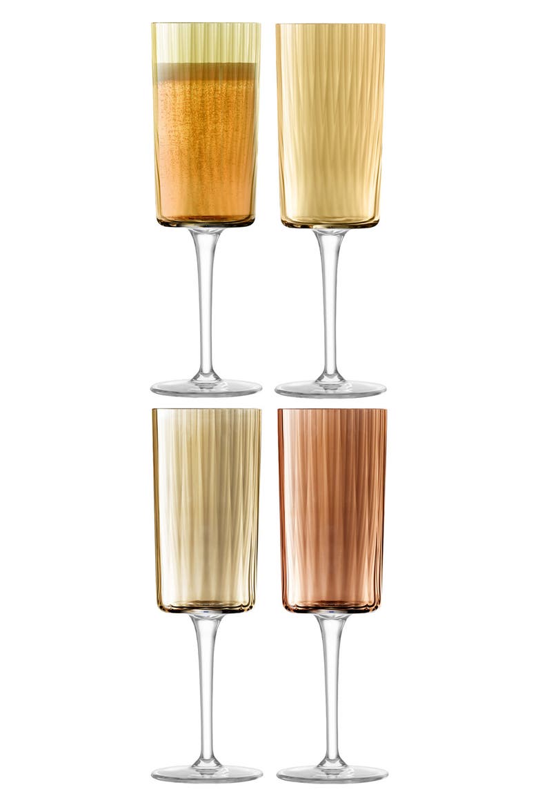 Gems Set of 4 Champagne Flutes, Main, color, AMBER/ ORANGE