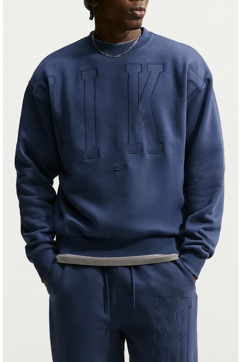 Solo Swoosh Fleece Sweatshirt, Main, color, MIDNIGHT NAVY/ OBSIDIAN