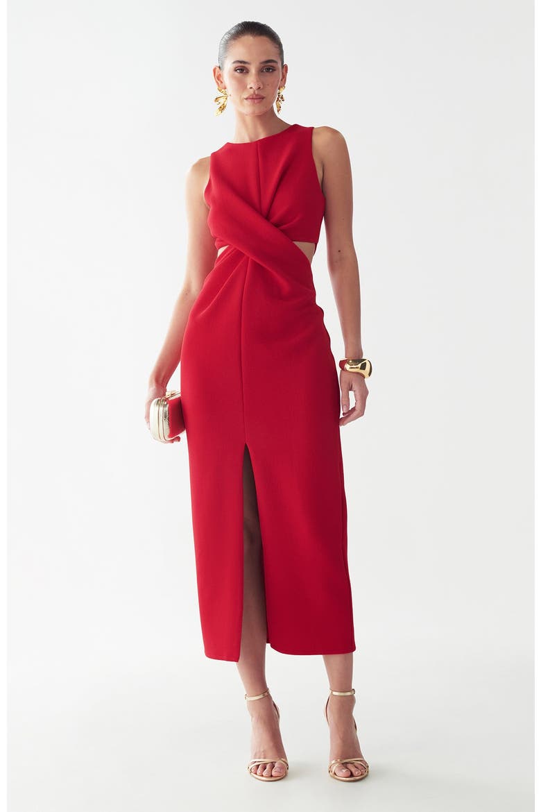 Newark Midi Dress, Alternate, color, Poppy Red
