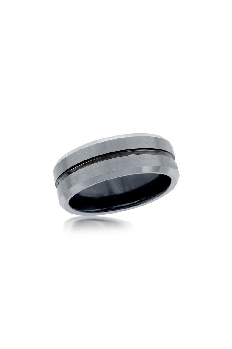 Men's Stripe Tungsten Ring, Main, color, GREY
