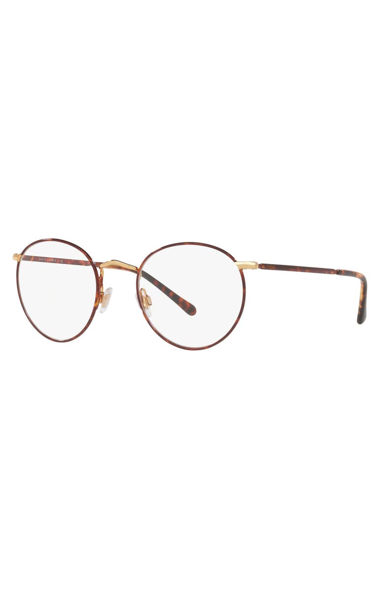 Polo Ralph Lauren 48mm Round Optical Glasses, Alternate, color, Gold Havana