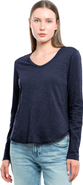 WILT Clothing Long Sleeve V-Neck With Raw Hem Shirttail
