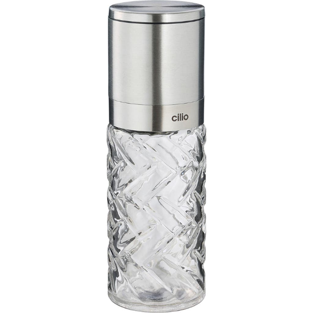 Cilio Cristallo Glass & Stainless Steel Salt And Pepper Mill In Silver