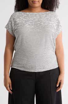 MAX STUDIO Boat Neck Cap Sleeve T-Shirt