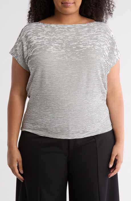 MAX STUDIO Boat Neck Cap Sleeve T-Shirt