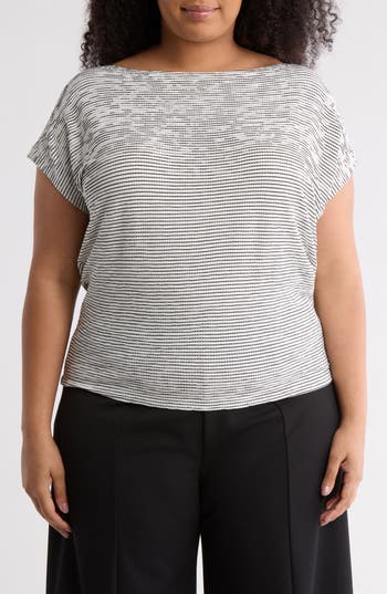 Max Studio Boat Neck Cap Sleeve T-shirt