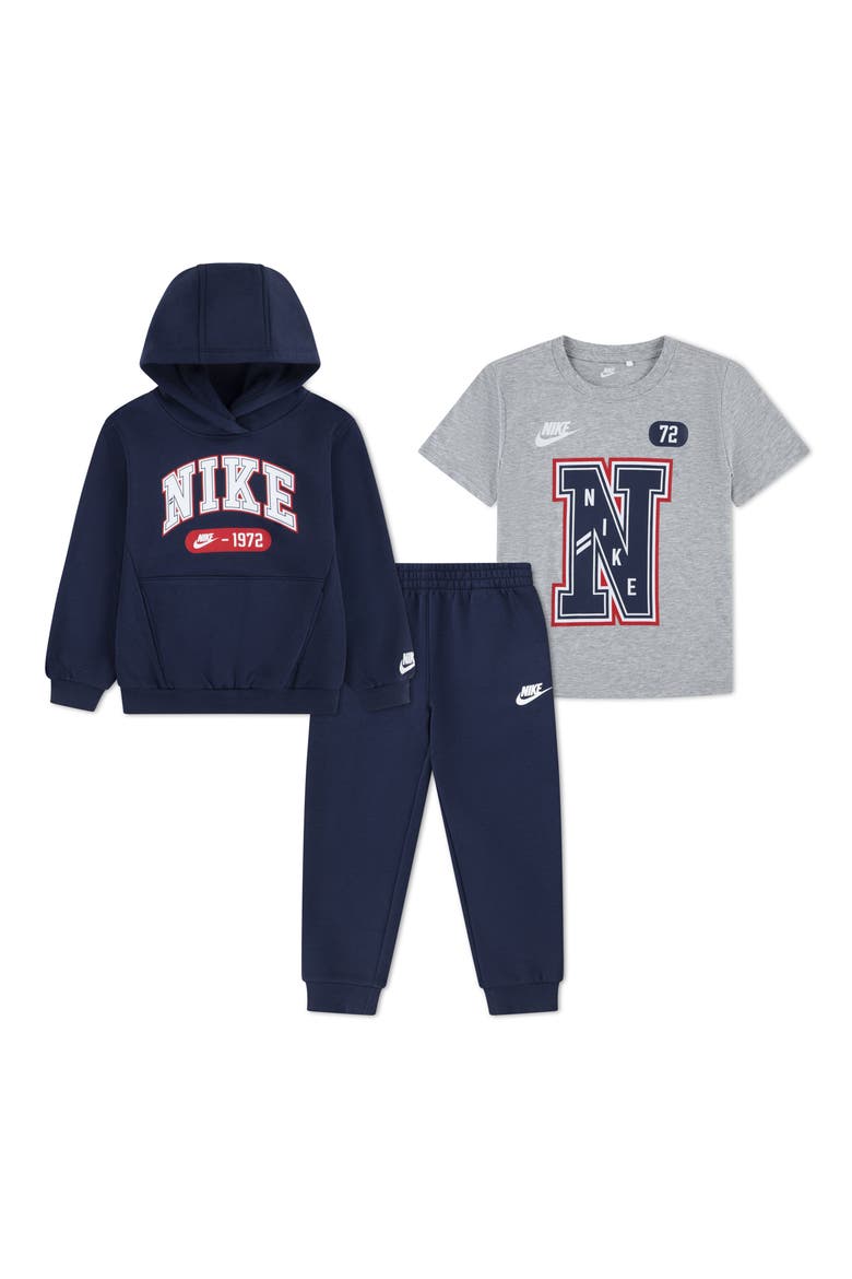 Kids' 3-Piece Hoodie, Graphic Tee & Jogger Pants Set, Main, color, MIDNIGHT NAVY