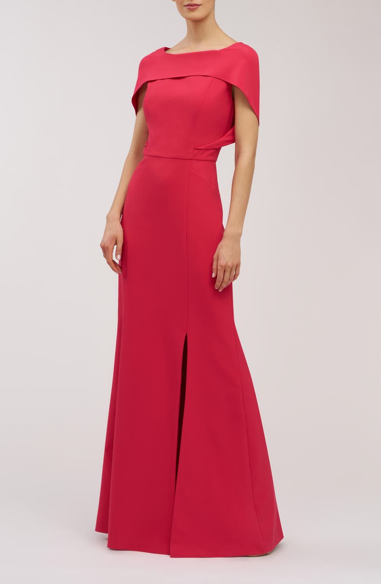 Kay Unger Tamara Capelet Mermaid Gown, Alternate, color, Lipstick