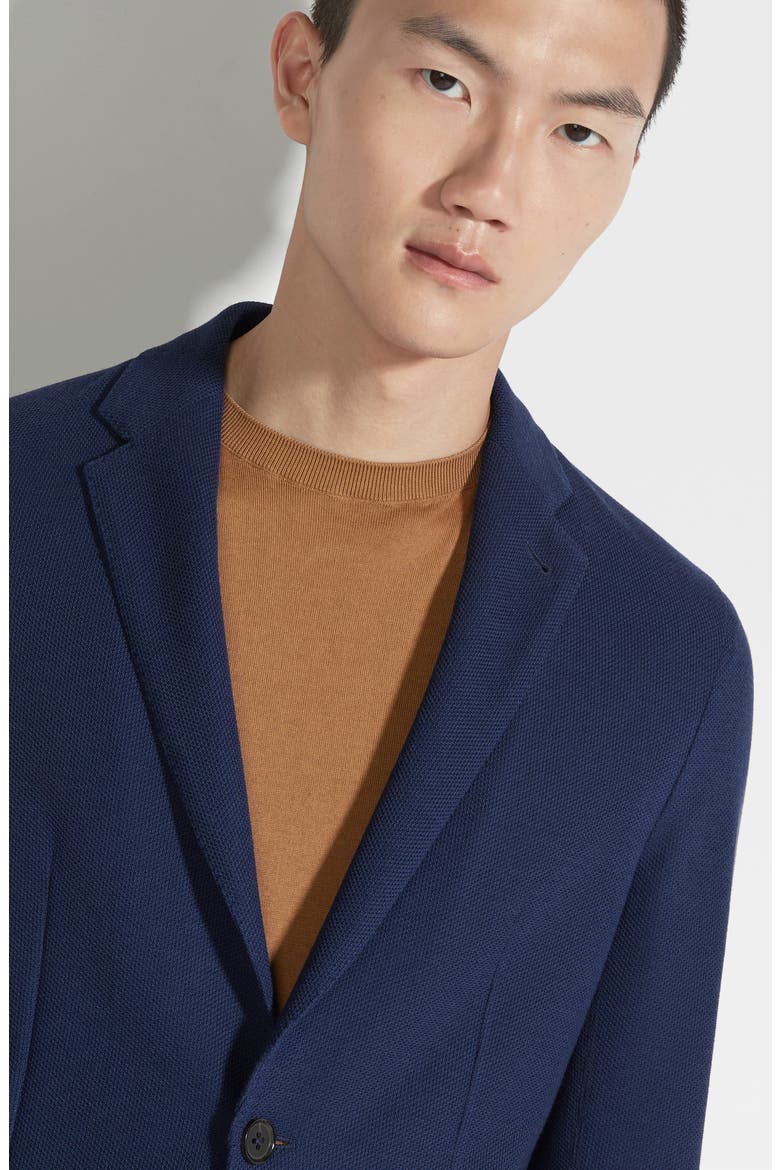High Performance™ Wool & Cotton Jersey Jacket, Alternate, color, BLU CIANO