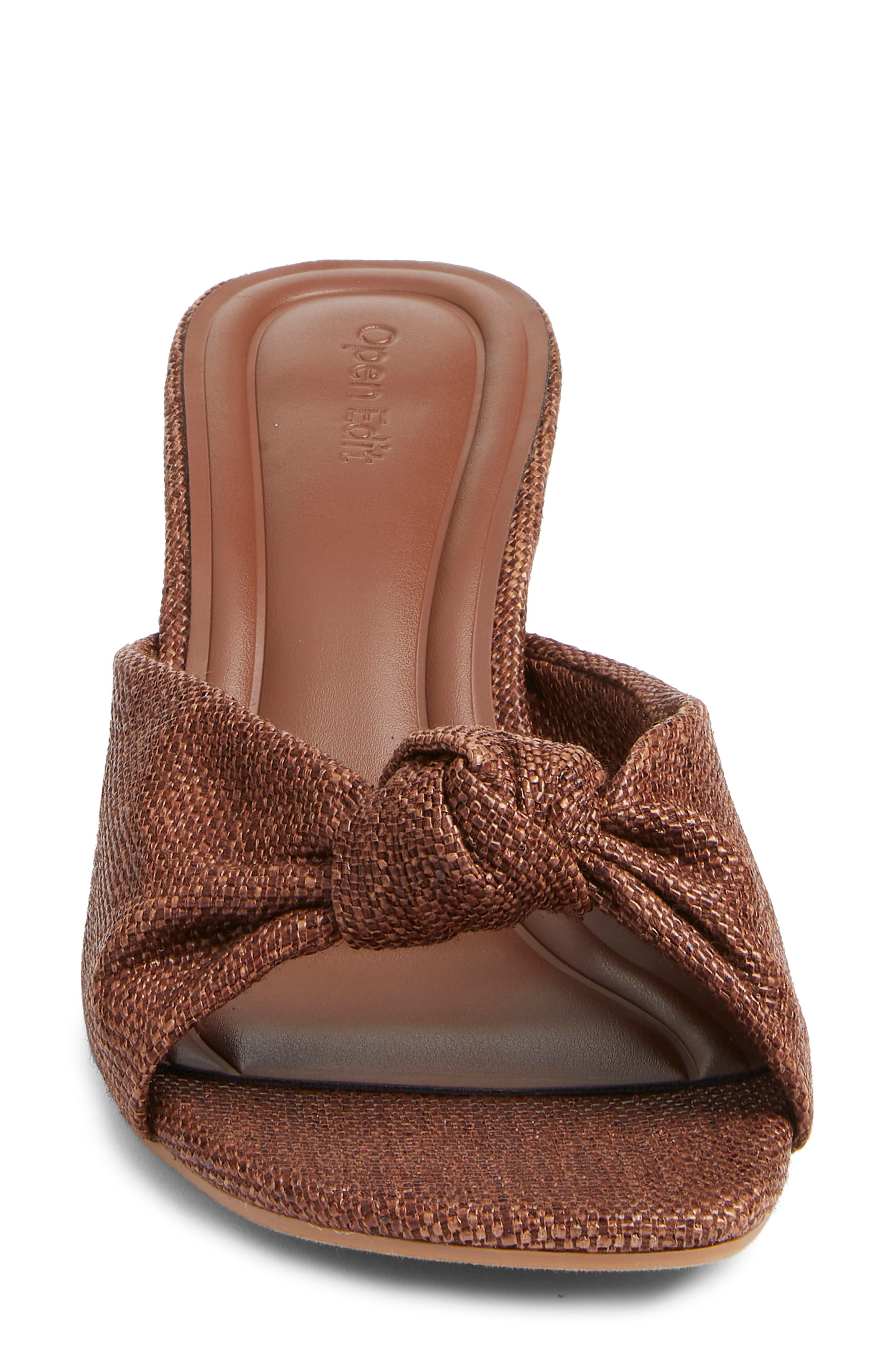 Open Edit Harper Knot Slide Sandal, Alternate, color, Brown Chocolate