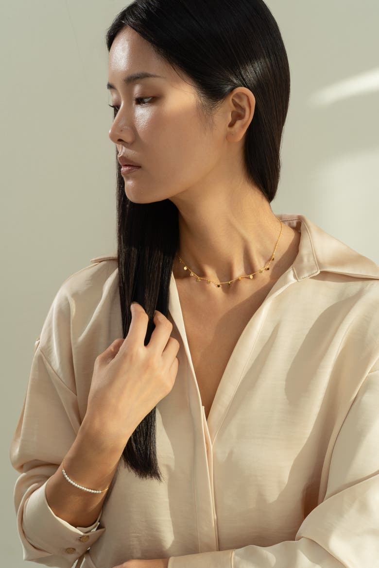 Sterling Silver 18k Gold Plated Rosalie Pearl Bracelet Minimalist Trendy, Alternate, color, Gold