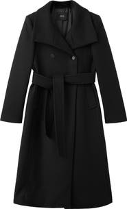 MANGO Sirenita Belted Wool Blend Coat