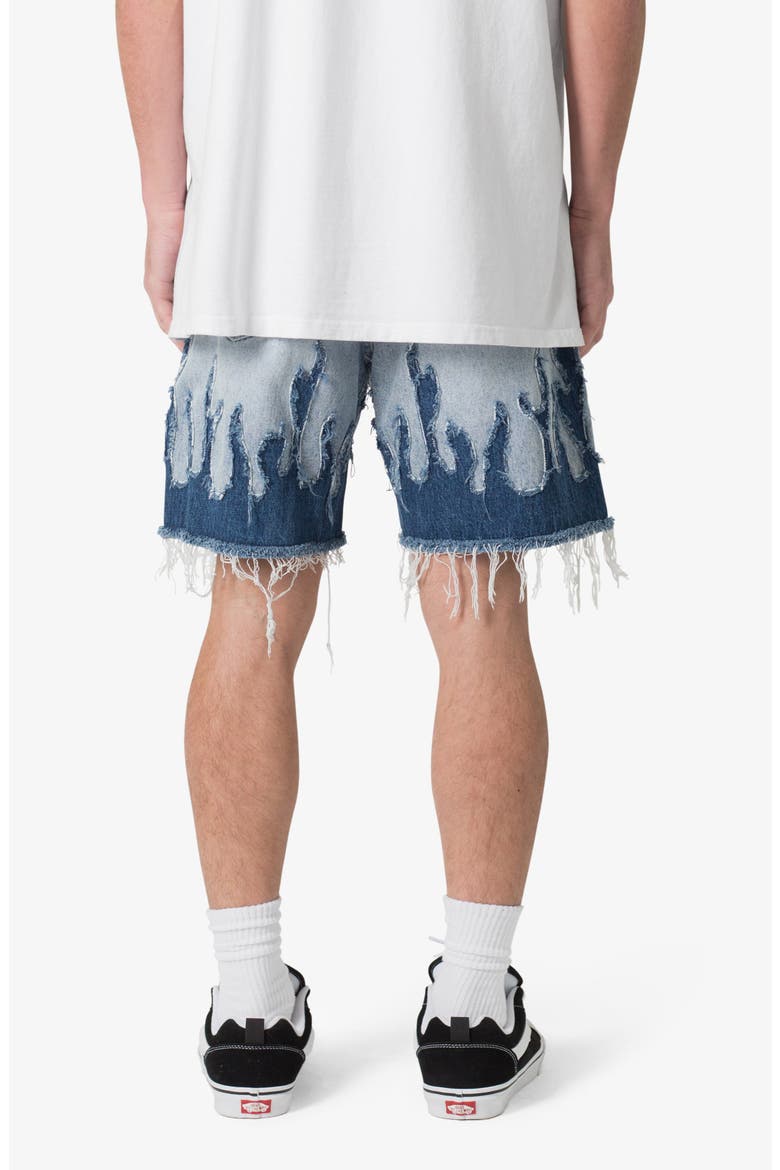 Flame Rip & Repair Cutoff Denim Shorts, Alternate, color, BLUE