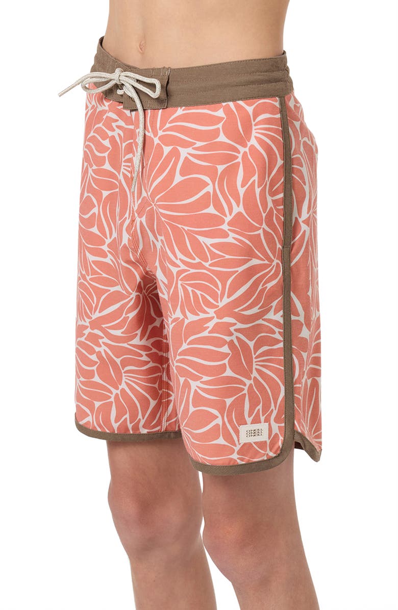 O'Neill Kids' Cruzer Stripe Scallop Board Shorts, Alternate, color, Langoustino