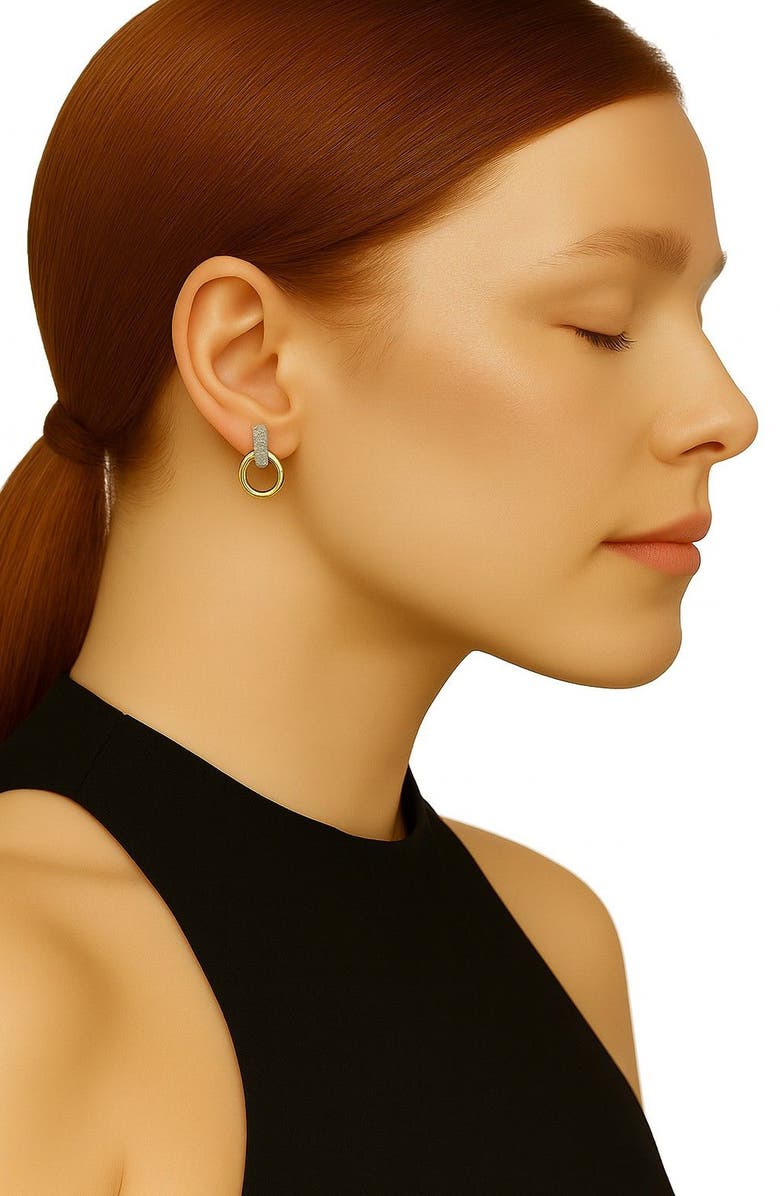 GABI RIELLE Two-Tone Cubic Zirconia Doorknocker Earrings, Alternate, color, Gold