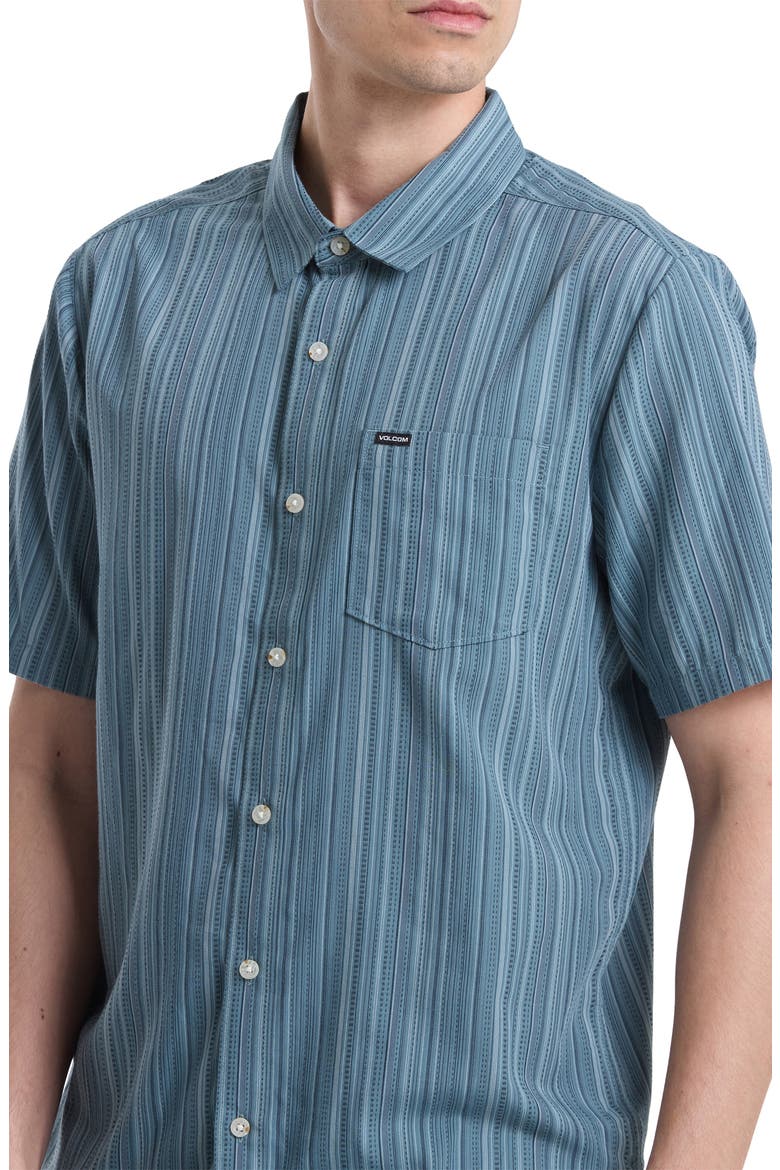Jahstripe Short Sleeve Button-Up Shirt, Alternate, color, BLUE/ GREEN STRIPE