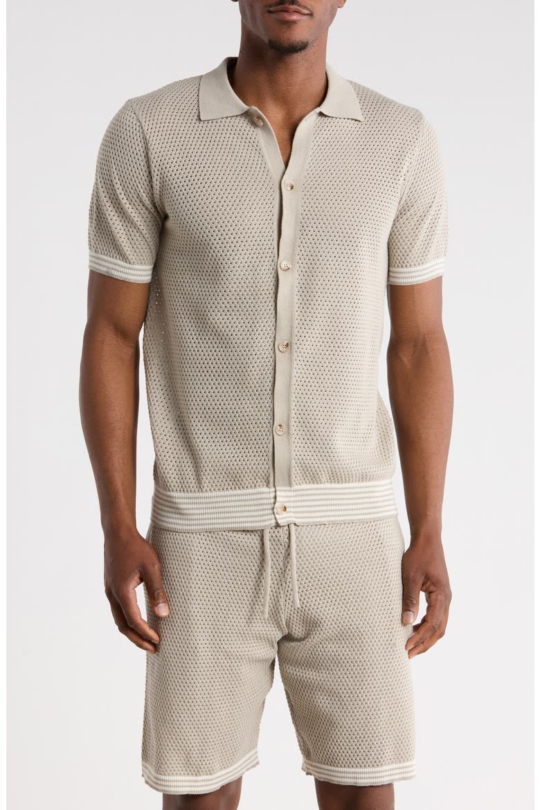 Textured Sweater Polo, Main, color, SAND