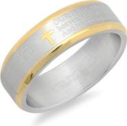 STEELTIME Two-Tone Stainless Steel Lord's Prayer Band Ring