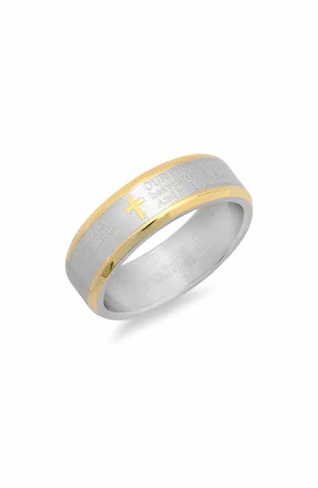 STEELTIME Two-Tone Stainless Steel Lord's Prayer Band Ring