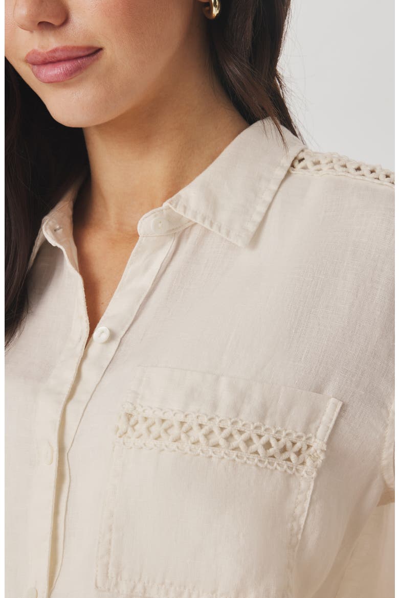 Stella Linen Button Down Shirt, Alternate, color, ANTIQUE PEARL GREY