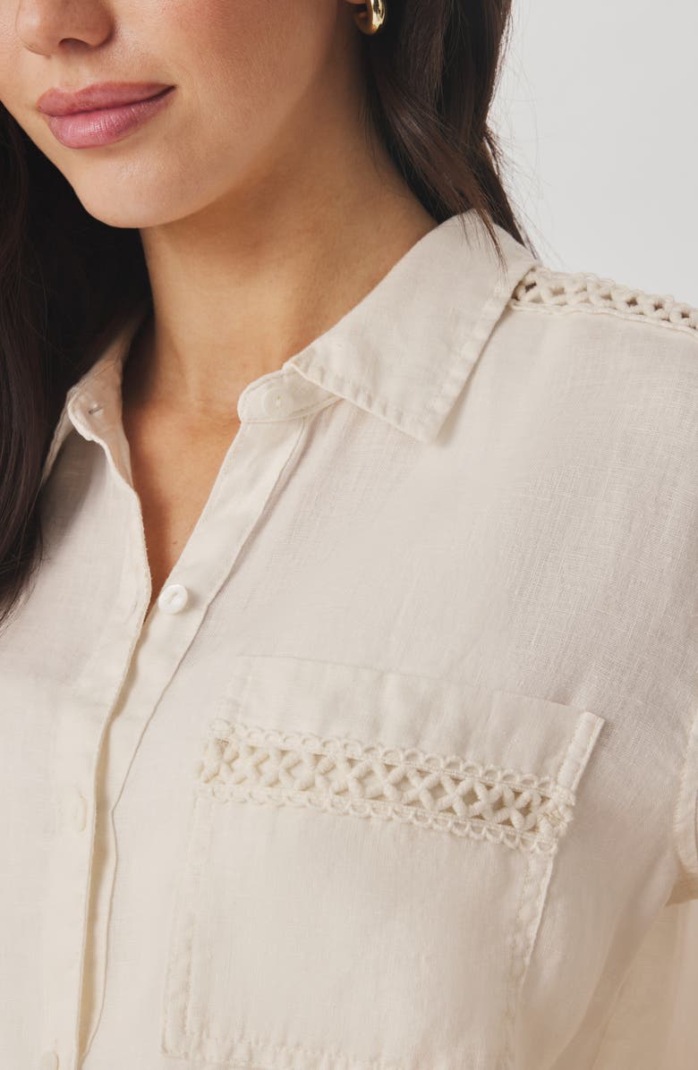 Splendid Stella Linen Button Down Shirt, Alternate, color, Antique Pearl Grey