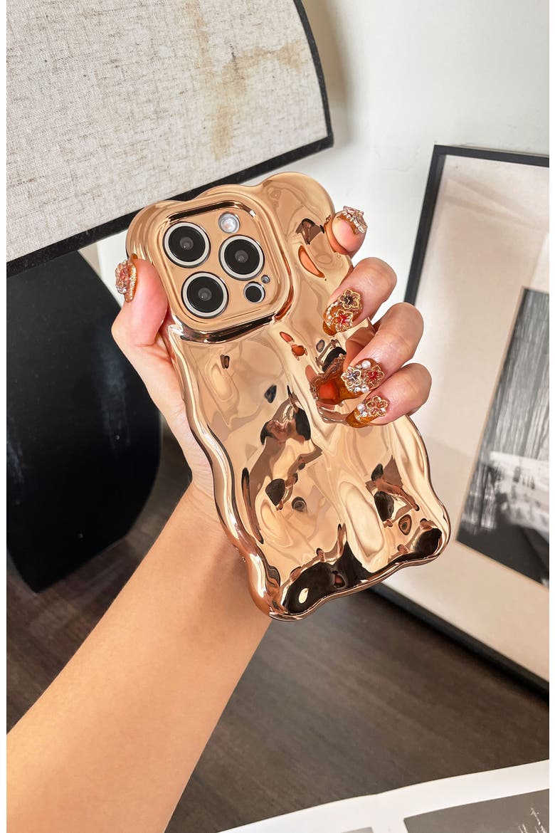 Glossy Bubbles iPhone 15 Pro Max Case, Alternate, color, GOLD