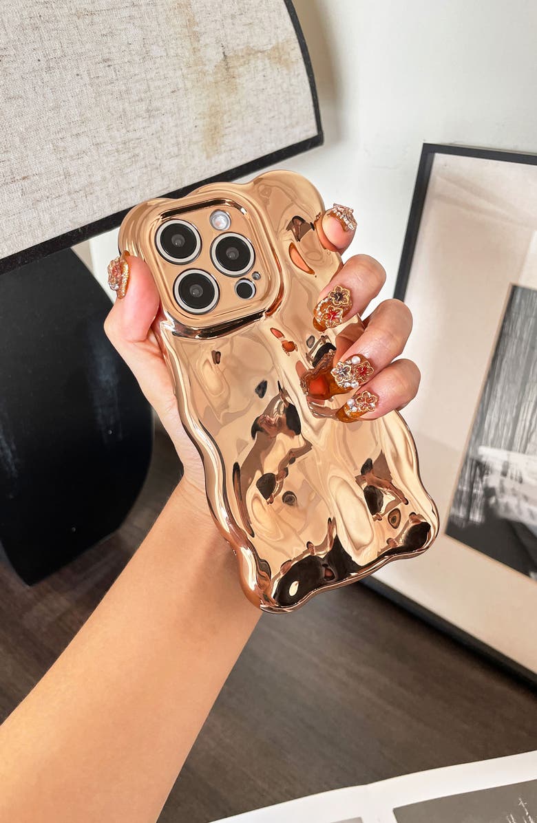 Auramma Glossy Bubbles iPhone 15 Pro Max Case, Alternate, color, Gold