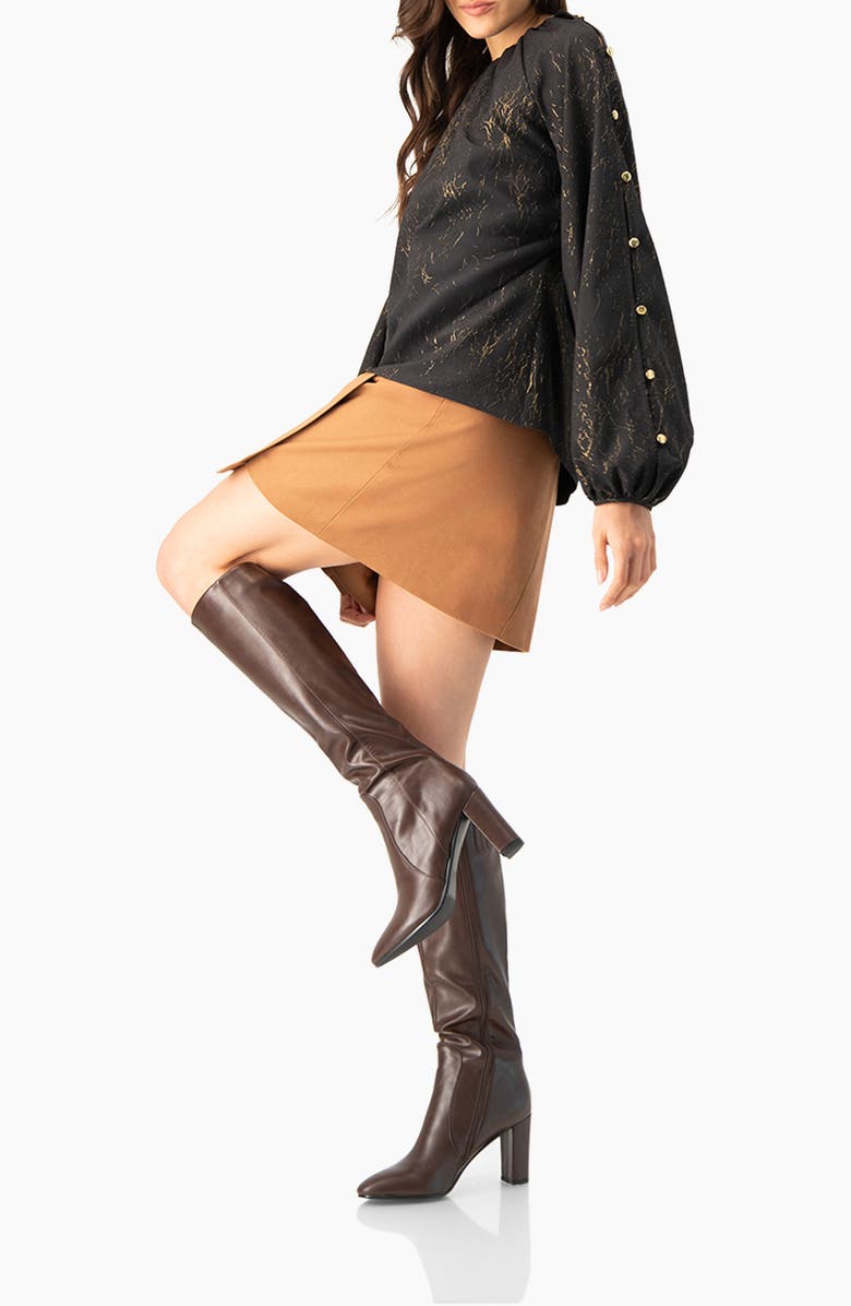 IVONNE Short Straight Skirt with Back Zipper, Alternate, color, Brown