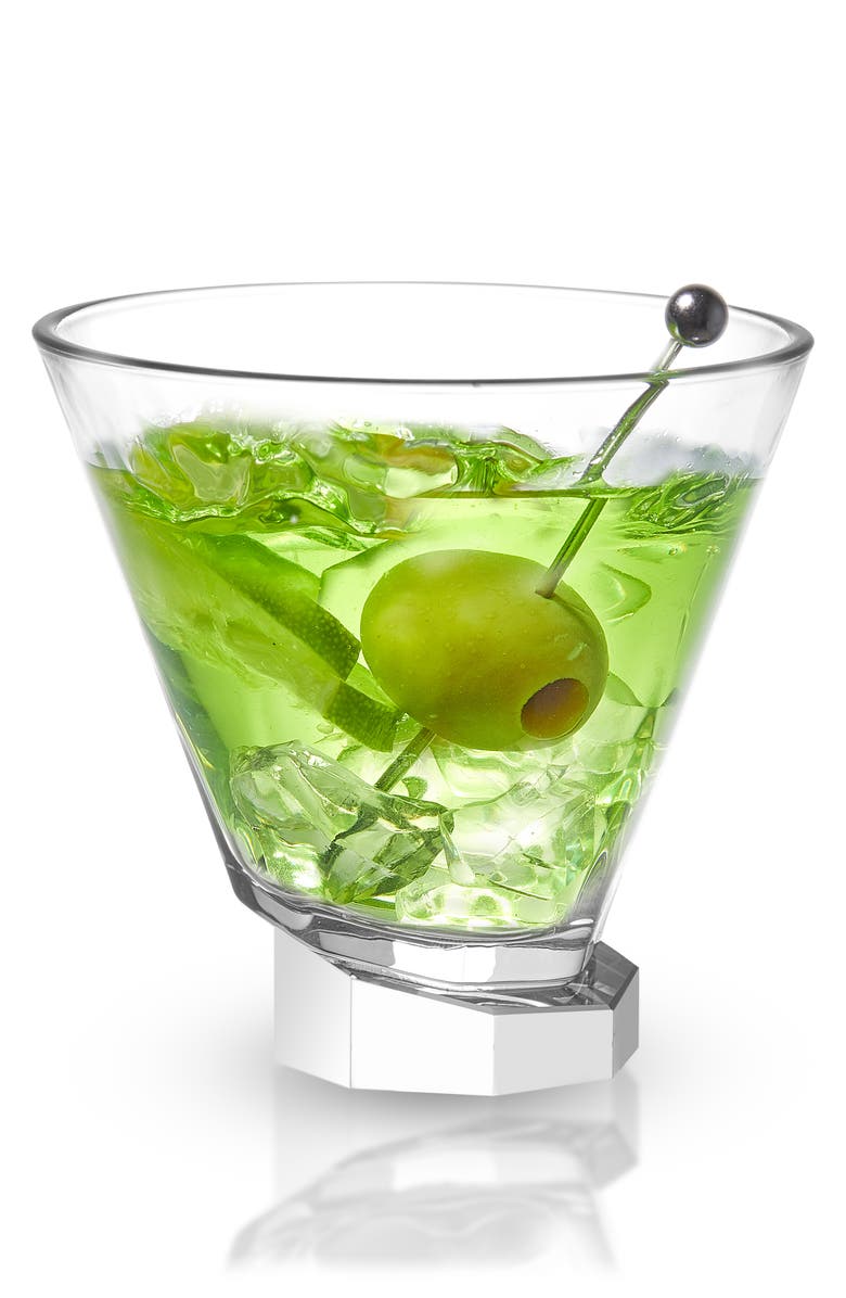 JoyJolt Aqua Vitaw Set of 2 Octagon Off-Base Cocktail Glasses, Alternate, color, Clear