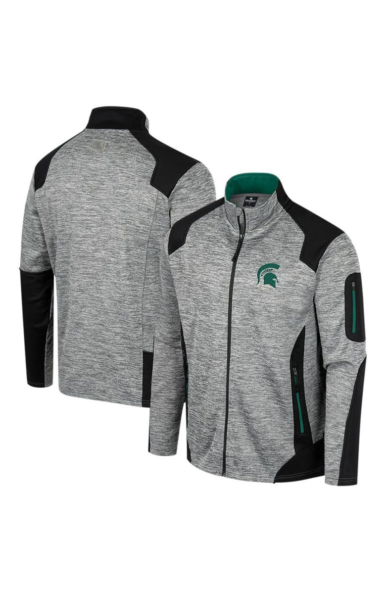 COLOSSEUM Men's Colosseum Gray Michigan State Spartans Silberman Color Block Full-Zip Jacket, Main, color, 
