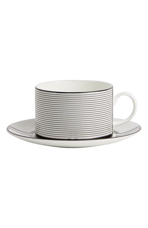 x Vera Wang Luxe Graphite Bone China Teacup & Saucer Set