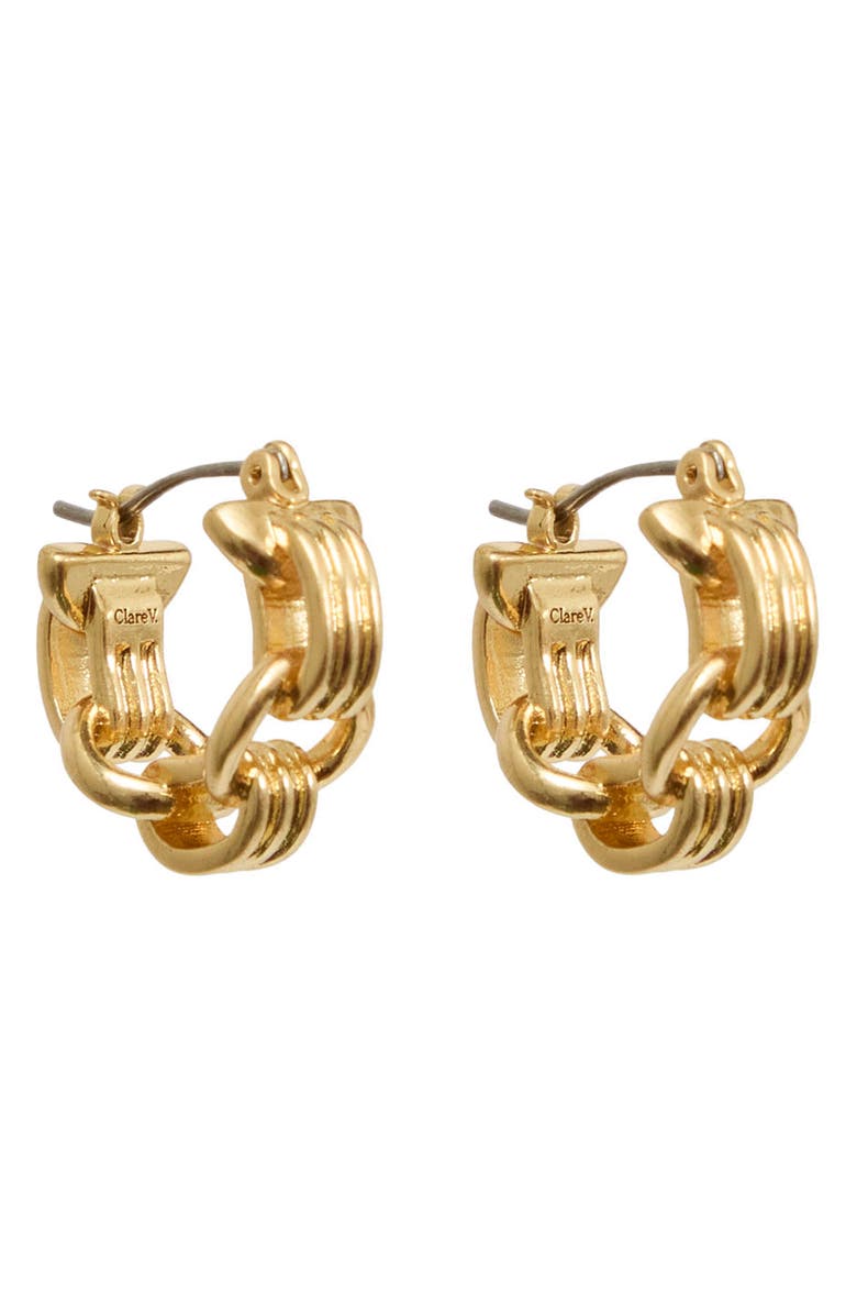 Clare V. Le Story Chain Hoop Earrings, Main, color, Vintage Gold
