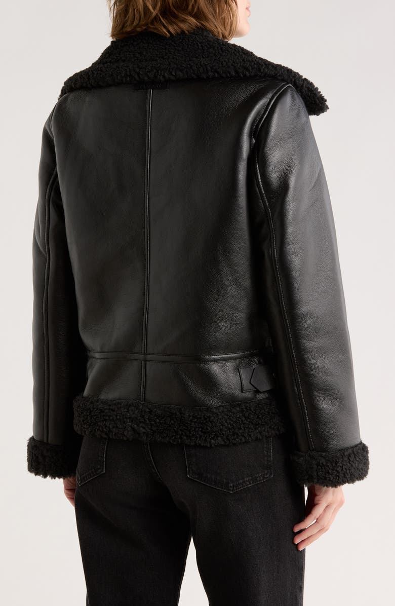 Hudson Jeans Faux Shearling & Faux Leather Moto Jacket, Alternate, color, Black